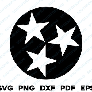 Tennessee Tri-Star svg png dxf eps pdf transparante vector grafisch ontwerp digitaal bestand VS 50 staatsvlaggen VS Amerika Verenigde Staten vlaggen