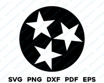 Tennessee Tri-Star svg png dxf eps pdf transparent vector graphic design digital file U.S. 50 State Flags USA America United States Flags