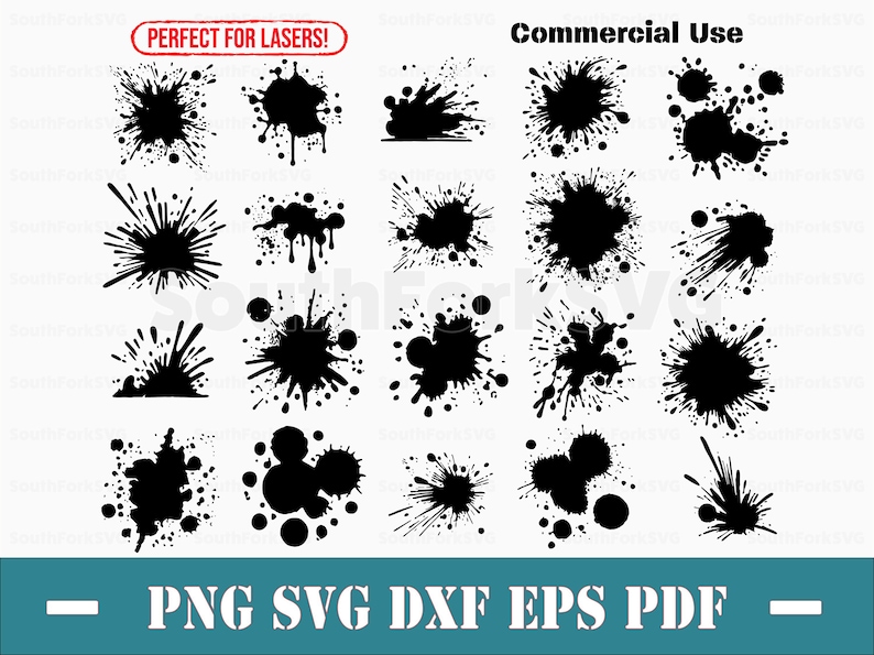 Ink Paint Splatter Pattern Bundle Svg Png Dxf Eps Pdf | Vector Graphic ...