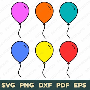 Ballons colorés 1 | svg png dxf eps pdf | Superposition de graphiques vectoriels couleur découpée, impression, colorant, gravure laser, clip art, utilisation commerciale