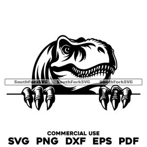 Peeking Trex Tyrannosaurus Rex svg png dxf eps pdf / diseño gráfico vectorial corte impresión láser grabado archivos uso comercial