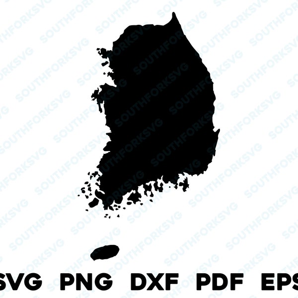 South Korea Country Silhouette & Outline Shapes svg png dxf pdf eps vector graphic design cut engrave laser file image map