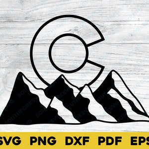 Bandiera dello stato del Colorado C con montagne trasparente / svg png dxf eps pdf / progettazione grafica vettoriale taglio stampa colorante sub incisione laser file cnc