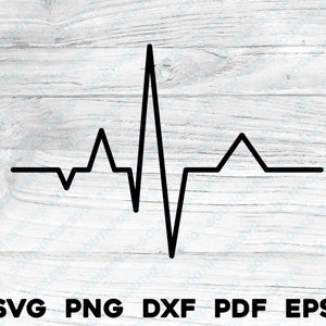 ECG met enkele hartslag | svg png dxf eps pdf | ontwerp gesneden print lasergraveerbestanden | direct digitaal downloaden voor commercieel gebruik