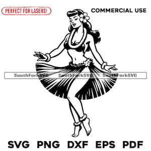 Hawaiianische Hula Mädchen svg png dxf eps pdf Dateien | Cut Print Laser Gravur CNC Dye Sub Vinyl | Sofort Download Kommerzielle Nutzung