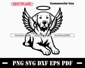 Labrador Retriever Dog Angel Wings & Halo svg png dxf eps pdf vector graphic cut file laser clip art instant digital download commercial use