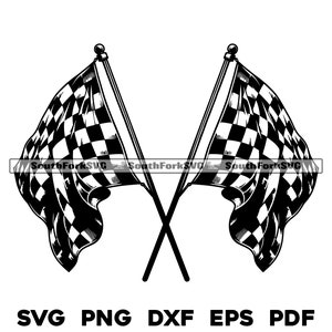 Gekreuzte karierte Rennflaggen | svg png dxf eps pdf | Vektorgrafik-Design Ausschneiden Druck Laser-Gravur-Dateien | digitaler Download kommerzielle Nutzung