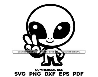 Lindo signo de paz alienígena svg png dxf pdf eps / diseño gráfico vectorial corte impresión sublimación láser grabado archivos digitales uso comercial