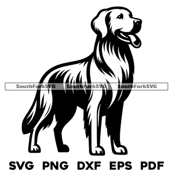 Golden Retriever Standing Design | svg png dxf eps pdf | vector graphic cut file laser clip art | instant digital download commercial use