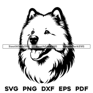Weiß Eurasier Hundekopf Design | svg png dxf eps pdf | Vektorgrafik Datei Laser Clip Art schneiden | sofortiger digitaler Download kommerzielle Nutzung