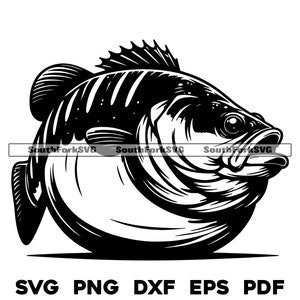 Funny Fat Largemouth Bass / svg png dxf eps pdf / diseño gráfico vectorial transparente corte impresión tinte sub láser grabar archivos uso comercial