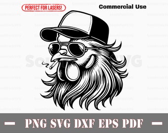Chicken Mullet Trucker Hat svg png dxf eps pdf | vector graphic design cut print dye sub laser engrave cnc digital files commercial use