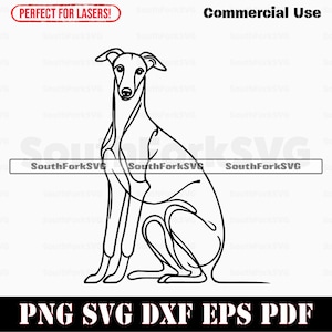 Greyhound Dog Minimal Line Art svg png dxf eps pdf / file di taglio grafico vettoriale clip art laser / download digitale immediato uso commerciale