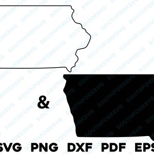 Silhouette simple de l'État de l'Iowa et formes de contour svg png dxf pdf eps conception graphique vectorielle coupe gravure fichier laser image carte Amérique