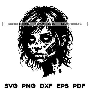 Zombie Girl svg png dxf eps pdf | design gráfico vetorial transparente corte impressão sublimação de tinta gravação a laser arquivos uso comercial