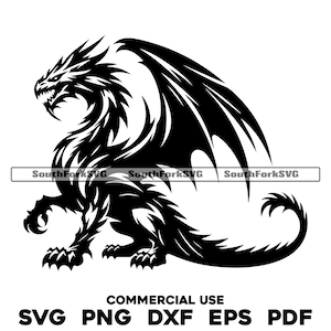 Dragon Design svg png dxf eps pdf | vectorafbeelding snijbestand laserclipart | direct digitaal downloaden voor commercieel gebruik