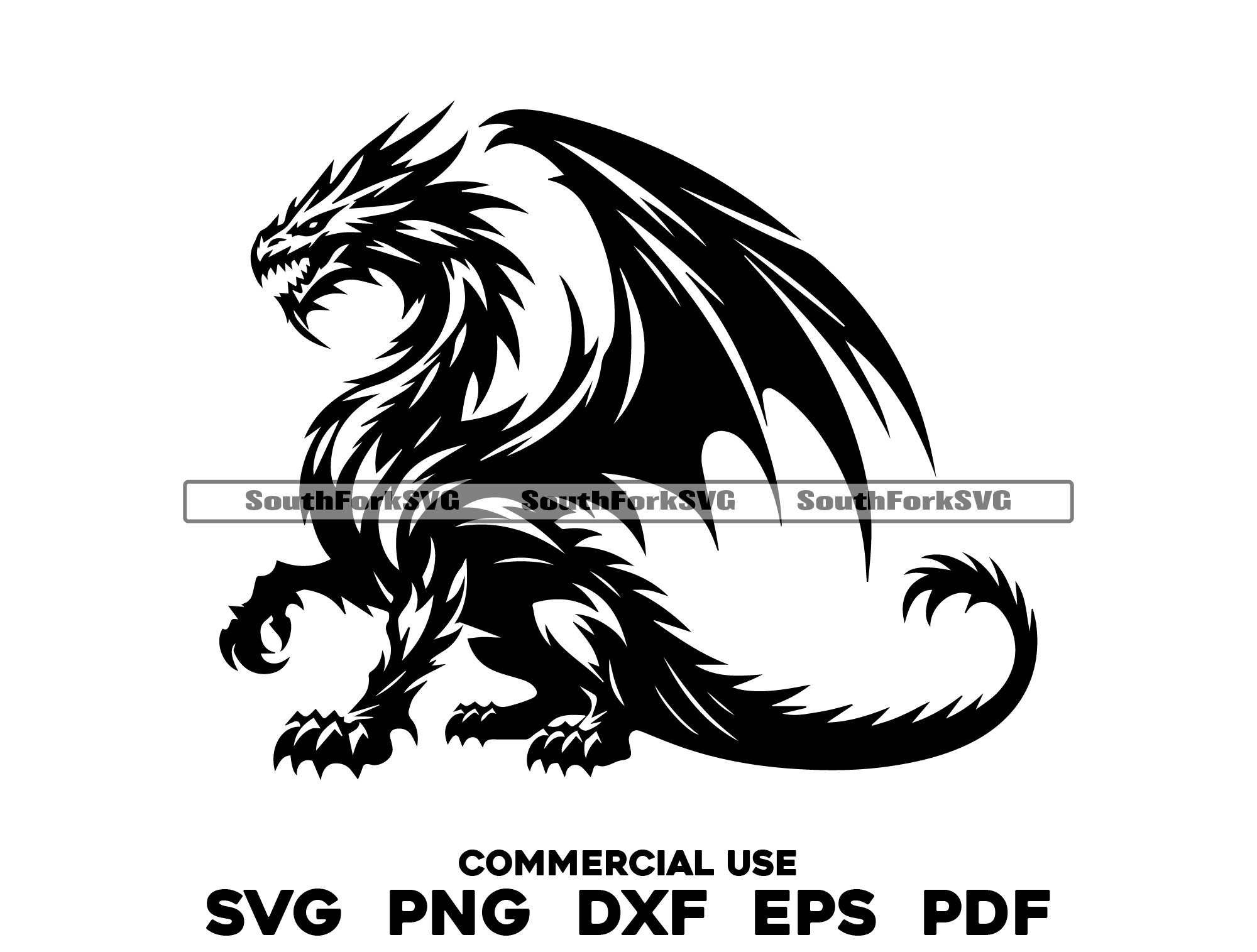 Dragon Design Svg Png Dxf Eps Pdf | Vector Graphic Cut File Laser Clip ...