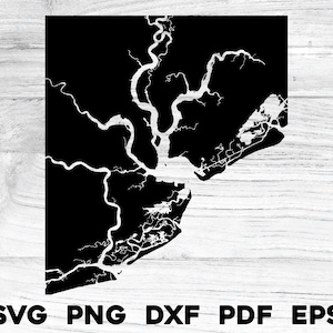 Charleston SC Caroline du Sud terre océan carte forme Silhouette contour svg png dxf pdf eps vecteur graphique coupe graver fichier laser