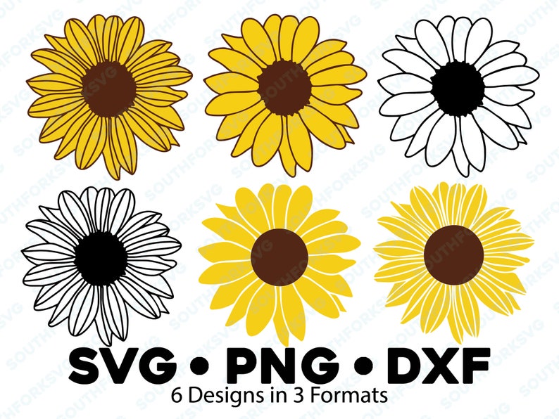 Sunflower Bundle SVG PNG DXF Layered by Color Cut File Silhouette Cameo ...