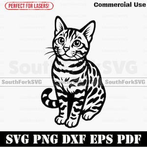 Bengal Cat Begging svg png dxf eps pdf | vector graphic cut print laser clip art | instant digital download commercial use