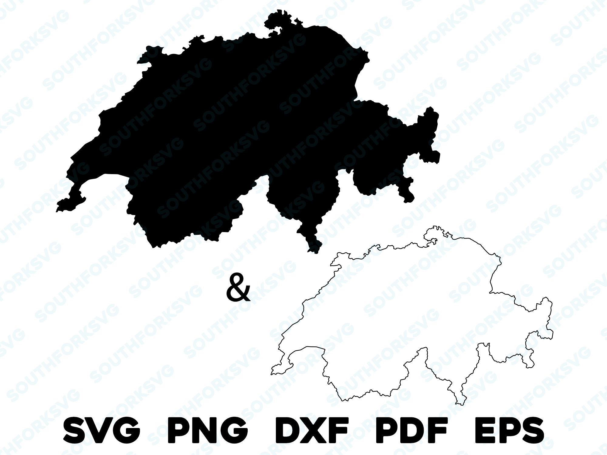 Switzerland Country Silhouette & Outline Shapes Svg Png Dxf