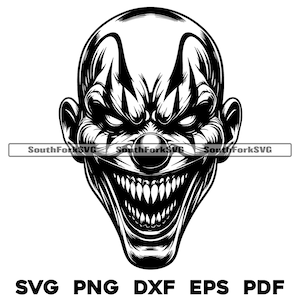 Creepy Clown Design Files / svg png dxf eps pdf / diseño gráfico vectorial transparente corte impresión tinte sub láser grabar archivos uso comercial