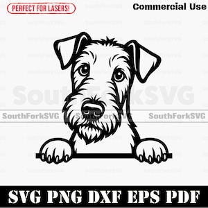 Peeking Airedale Terrier Dog svg png dxf eps pdf | vector graphic cut file laser clip art instant digital download commercial use