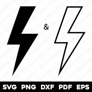 Lightning Bolt Symbol Silhouette & Outline | svg png dxf eps pdf | graphic design cut print dye sub laser engrave cnc files commerial use