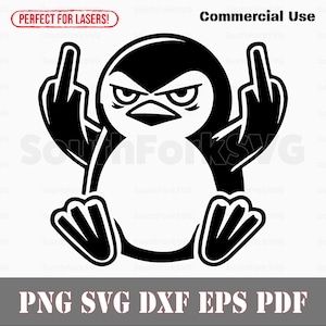 Dedos medios de pingüino svg png dxf eps pdf / archivos de impresión de corte de grabado láser / gráficos vectoriales clip art / descarga instantánea para uso comercial