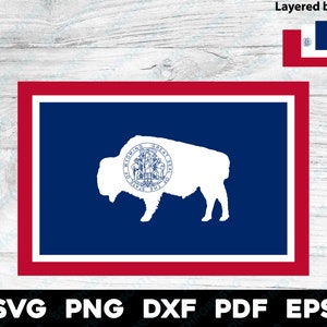 Wyoming State Flag Alternate Bison Buffalo | svg png dxf eps pdf | layered vector graphic design cut print dye sub laser cnc engrave files