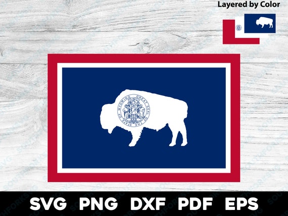 Wyoming State Flag Alternate Bison Buffalo svg png dxf eps pdf dise o gr fico vectorial en capas corte impresi n tinte sub l ser cnc grabar