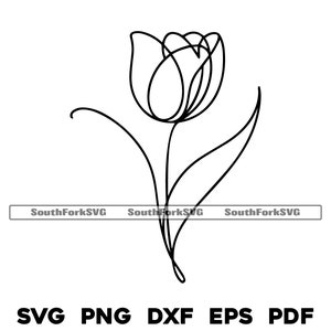 Tulip Flower Line Art Design | svg png dxf eps pdf | Vektorgrafik Datei Laser Clip Art schneiden | sofortiger digitaler Download kommerzielle Nutzung