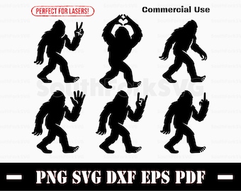 Bigfoot Silhouette Bundle svg png dxf eps pdf | vector graphic cut stencil laser clip art dye sub print file digital download commercial use