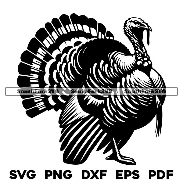 Simple Wild Turkey Design | svg png dxf eps pdf | vector graphic cut file laser clip art | instant digital download commercial use