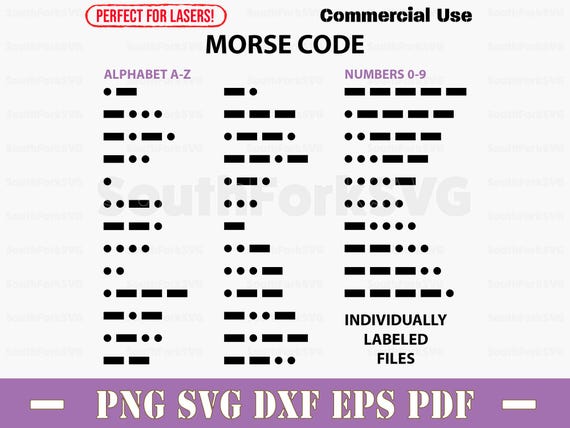 モールス信号のアルファベットと数字 0-9 svg png dxf eps pdf
