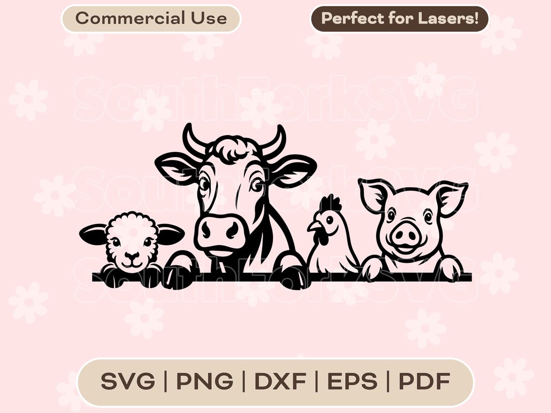 Peeking Farm Animals Svg Png Dxf Eps Pdf | Vector Graphic Design Cut ...