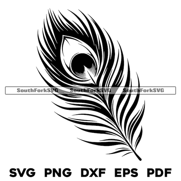 Simple Peacock Feather Design 2 | svg png dxf eps pdf | vector graphics design cut print dye sub laser engrave digital files commercial use