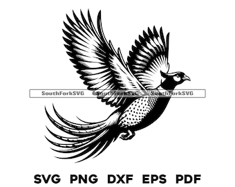 Flying Pheasant Design file svg png dxf eps pdf / disegno grafico vettoriale taglio stampa tintura sub incisione laser cnc file digitali uso commerciale