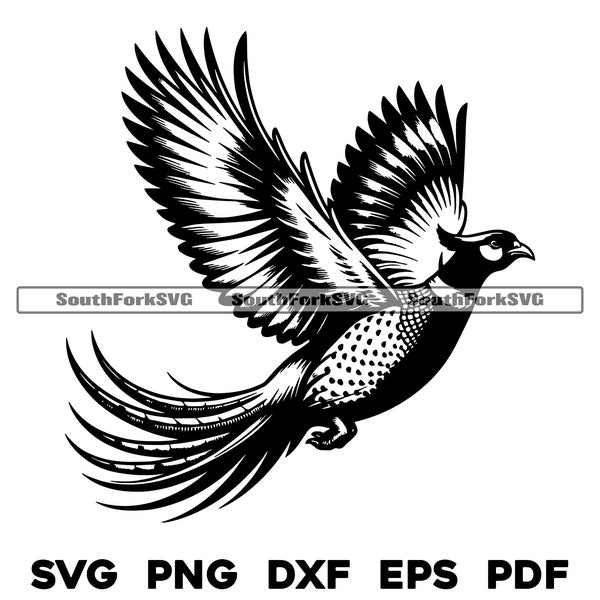 Flying Pheasant Design Files svg png dxf eps pdf | vector graphic design cut print dye sub laser engrave cnc digital files commercial use