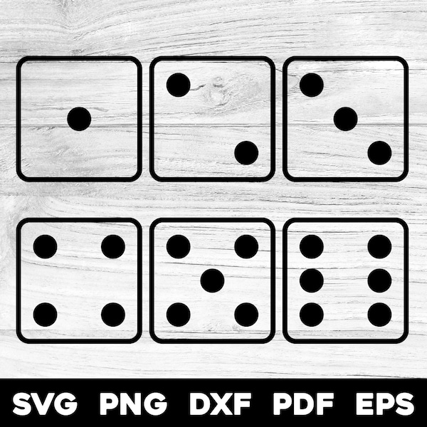 Dice Faces Set 1 Transparent | svg png dxf eps pdf | vector graphic design cut print dye sub laser engrave digital files commercial use