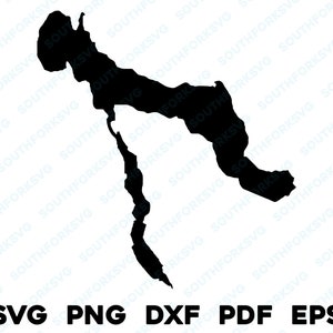 Lago Charlevoix Michigan Mapa Forma Silueta svg png dxf pdf eps vector diseño gráfico corte grabado archivo láser imagen barco lago casa