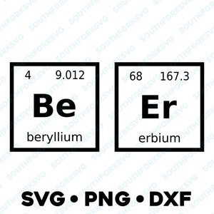 Cerveja soletrada usando a tabela periódica dos elementos SVG PNG DXF arquivo de clipart de design gráfico química professor de ciências uso comercial