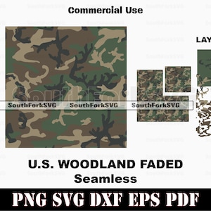 Bloc à motif camouflage sans couture US Woodland Camo | svg png dxf eps pdf | Illustration vectorielle découpée au laser clipart téléchargement immédiat utilisation commerciale