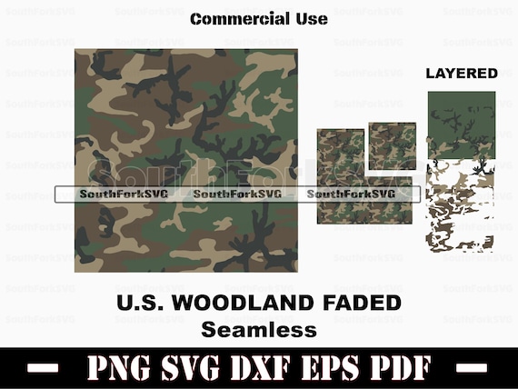 US Woodland Camo Seamless Pattern Block | svg png dxf eps pdf | vector graphic cut laser clip art instant download commercial use