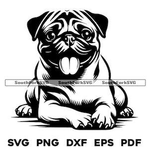 Mops Hund Liegemotiv | svg png dxf eps pdf | Vektorgrafik Datei Laser Clip Art schneiden | sofortiger digitaler Download kommerzielle Nutzung