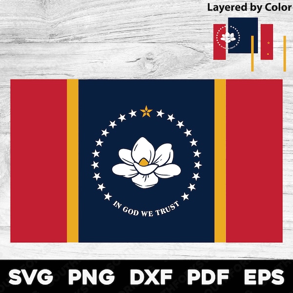 Mississippi State Flag | svg png dxf eps pdf | Layered by Color vector graphic design cut print dye sub laser engrave digital files