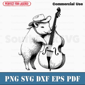 Schwein Spielt Bass svg png dxf eps pdf | Lasergravur geschnitten Druckdateien Vektorgrafik Clip Art | sofort download für kommerzielle Nutzung