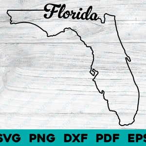 Florida State Umriss mit geschriebenem Text | svg png dxf eps pdf | Vektorgrafik Design Cut Print Dye Sub Laser Cnc Digital Files