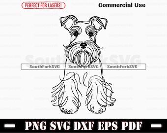 ミニチュア シュナウザー 犬の線画 | svg png dxf eps pdf | ベクター