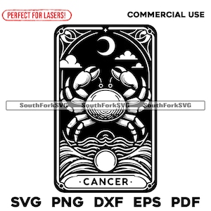 Krebs Krabbe Tarot Karte | svg png dxf eps | Vektorgrafik Design Cut Print Dye sub Laser gravieren Digitale Dateien Kommerzielle Nutzung